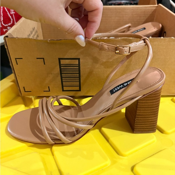 Nine West Shoes - Nine West Nude Strappy Block Heels